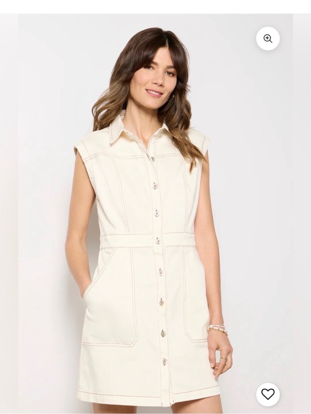 Kut from the Kloth Cream Button-Front Sleeveless Dress